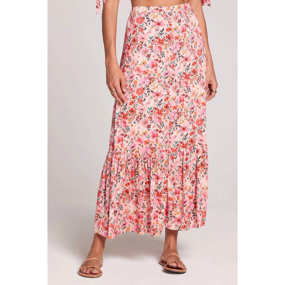 NEW SALTWATER LUXE floral button up midi skirt in multi